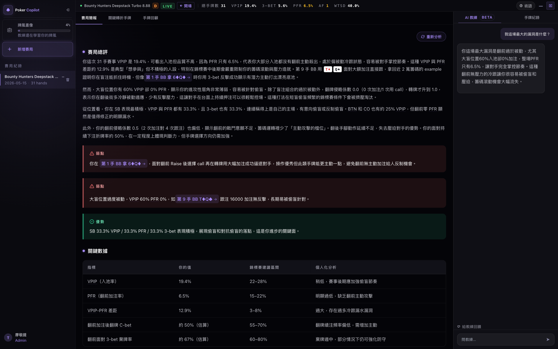 AI 教練陪打